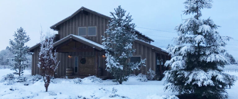 Pebblestone tasting room in the snow