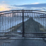 Pebblestone gate leads to the Tasting Barn