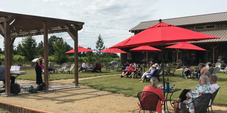 Enjoying Outdoor Music at Pebblestone Tasting