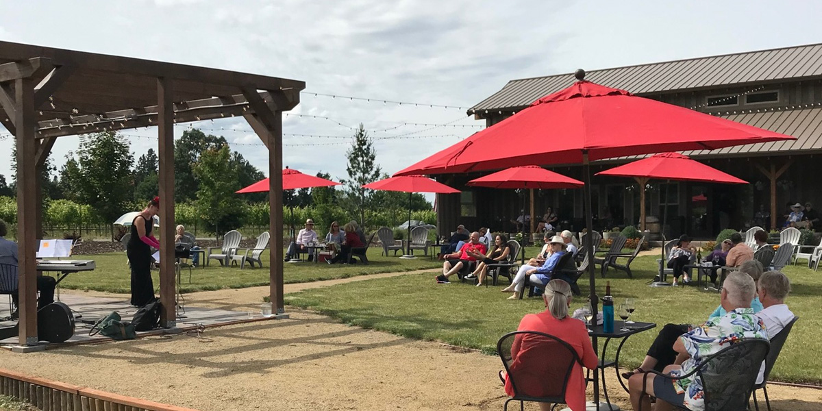 Enjoying Outdoor Music at Pebblestone Tasting