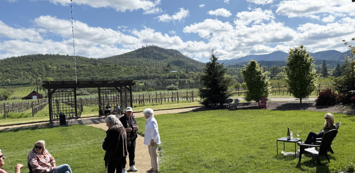 A sunny afternoon at Pebblestone Cellars tasting room /barn